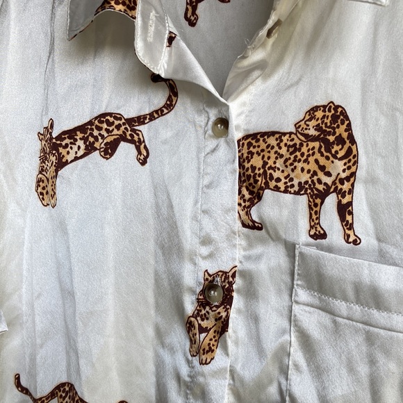 Satin Cheetah Print Blouse - Picture 3 of 7